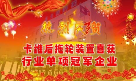 庆贺卡维后拖轮装置喜获行业单项冠军企业